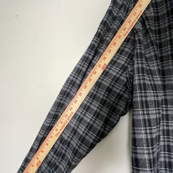 Stanley Flannel Shirt Men's GRAY Black Plaid Button-Down Soft XL LONG SLEEVE - Picture 7 of 13